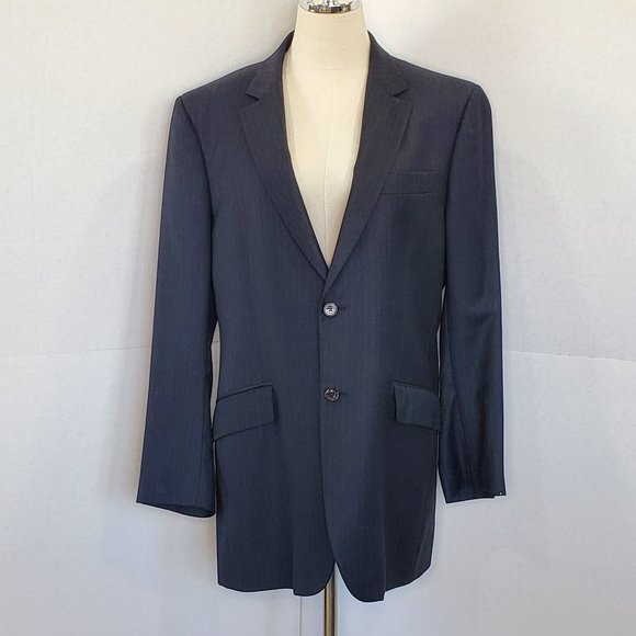 Vintage Burberry Pinstripe Men's Wool Blazer 54R